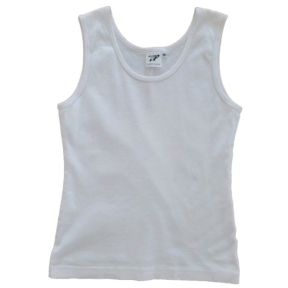 Prairie Cotton Tank Top Size Small White Stretch Wide Strap Round Neck Shirt